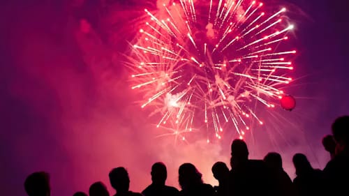 Crowd watching fireworks
