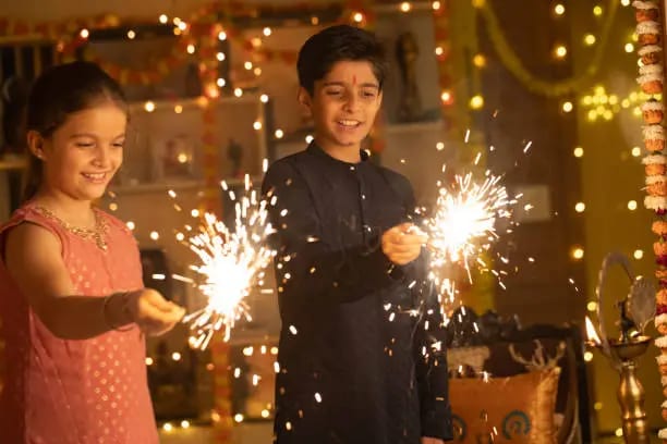 Diwali celebration with sparklers